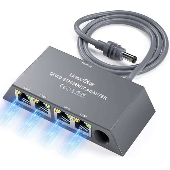 Starlink Ethernet Adapter Mini Gen3,Starlink Gen3/Mini Adapter Wired External Network,linkoostar 4 Ports Starlink to RJ45 Gigabit Ethernet Splitter 1 to 4 [4 Devices Networked Simultaneously]