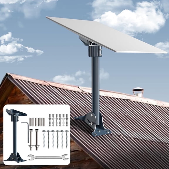 Starlink Gen 3 Roof Mount Kit with Aluminum Gen 3 Pipe Adapter & 15.7" Heavy Duty Steel Pole - Adjustable Base for Starlink V3 Standard Dish