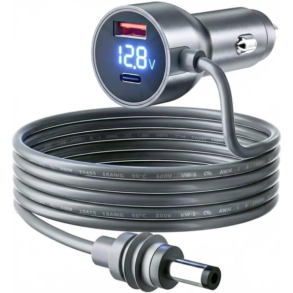 Starlink Mini Car Charger DC Power Cable+ Cigarette Lighter Adapter 12V-24V with Digital Display, Durable USB C PD 35W and USB A 30W Ports for Trucks and Cars (6.5FT)