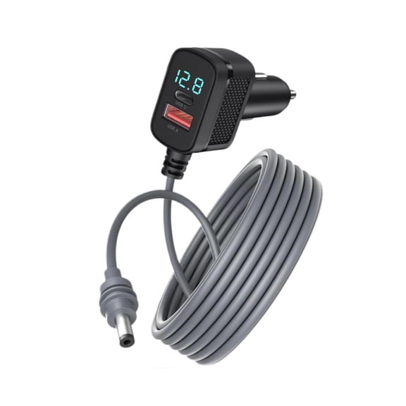 Starlink Mini Car Charger with Digital Display, Robust 10ft Waterproof DC 5521 Power Cable, Sturdy Resilient 3-in-1 Lighter Adapter with PD Quick Charge