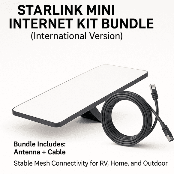 Starlink Mini Internet Kit Bundle  Portable Satellite Antenna( International Version) + 16.4FT Ethernet Extension with RJ45 Coupler  Compatible with Starlink Mini, Router, PC, RV Use