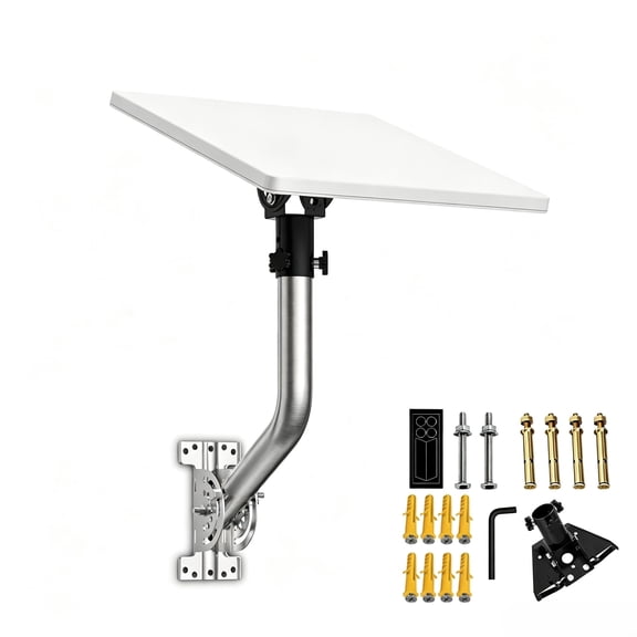Starlink Mini/MiniX Wall Mount, 430 Stainless Steel Pole Mount with Aluminum Adpater, Adjustable Tilt Angle, Compatible with Starlink Mini/MiniX Dish