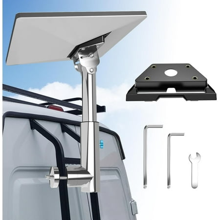 Starlink Mini Mount for RV Ladder, Starlink Mounting Kit with 0-30° Adjustable Starlink Pipe Adapter, Camper Roof Railing Mount for Starlink Mini Dish, Installation Range 0.87-1.25"