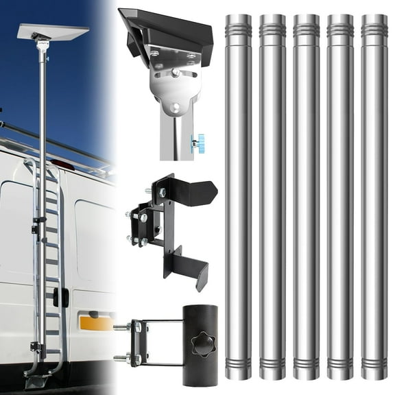 Starlink Mini Pole Mount, 8 Ft Starlink Mounting Kit Starlink Mini with RV Ladder Mount, Removable Stainless Steel Pole, Fits 1 inch Ladder Rails, Starlink Mini Car Mount