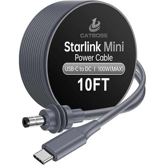 for Starlink Mini Power Cable 3M/10FT, Starlink Mini USB C to DC Power Cable Cord 100W, USB Type C to DC Cable Compatible with PD Protocol Power Banks - Starlink Mini Dish Antenna Accessory Kit
