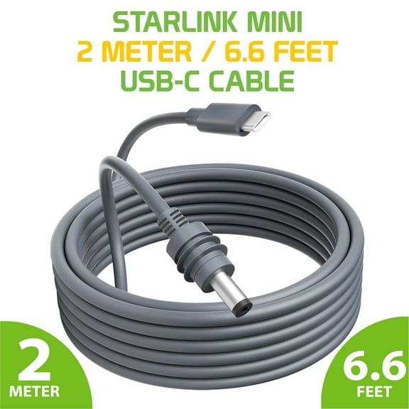 Starlink Mini USB-C to DC Power Cable Cord / 2-Meter / 6.6-Feet 100W Input USB Type C to DC Cable, DC Power Cable Direct to USB-C Compatible with Starlink Mini 100W+ PD Source Waterproof 18AWG