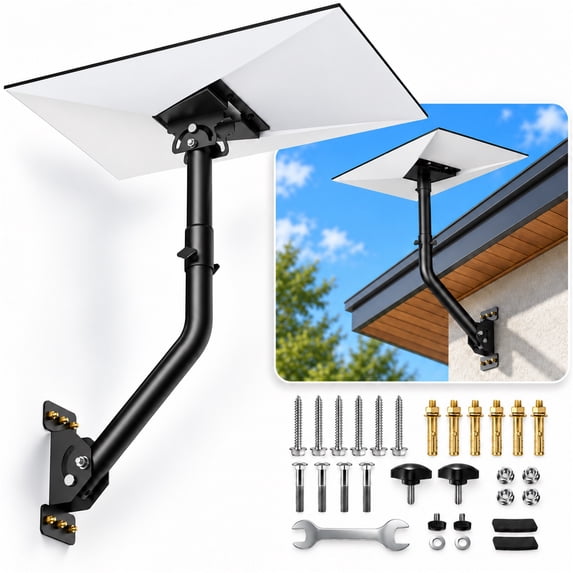 Starlink Roof Mount for Standard 4/4X/Gen 3/V3 Dish, Adjustable Wall and Roof Mounting Kit with Aluminum Pipe Adapter, Weatherproof Metal Bracket