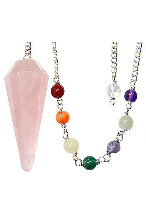 Starlinks Rose Quartz 12 Faceted Chakra Pendulum with Satin Bag and Instruction Leaflet