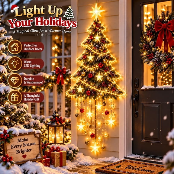 Starlit Christmas Tree Cascade Featuring Pre-Lit Sparkling Strands and Elegant Drape for Festive Living Room Winter Wonderland Decor