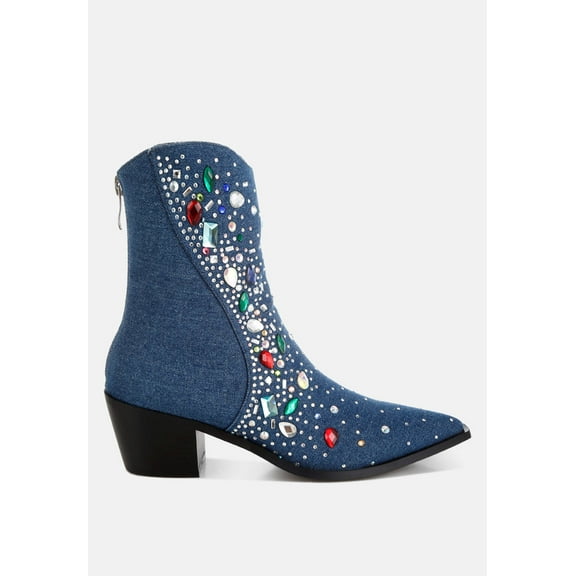 Starlit Multi Color Stones Embellished Boots