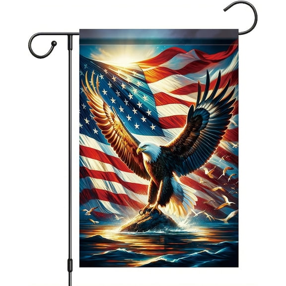 Starlit Patio Patriotic Garden Flag 4th of July Garden Flag American Flag 2x18 Double Sided Bald Eagle Decorative Outdoor Flag for Independence Day Memorial Day Yard Porch Home Decor Seasonal Banner