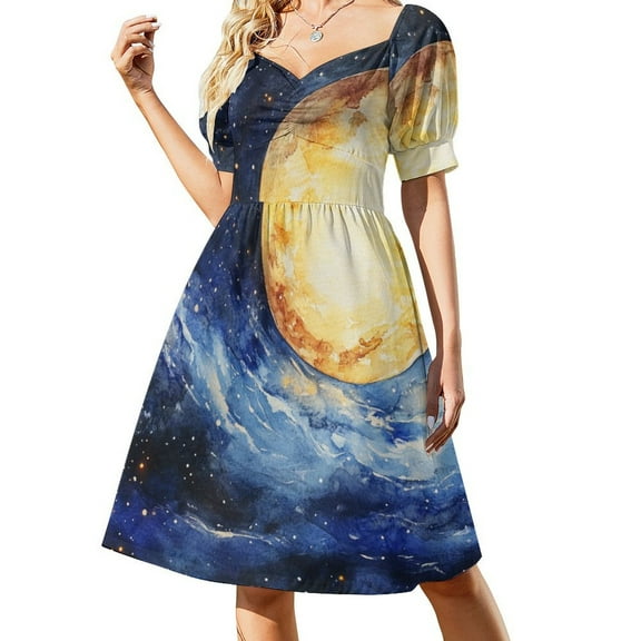 Starlit Sky Women's Summer Short Sleeve Casual Dresses Floral Party Dress