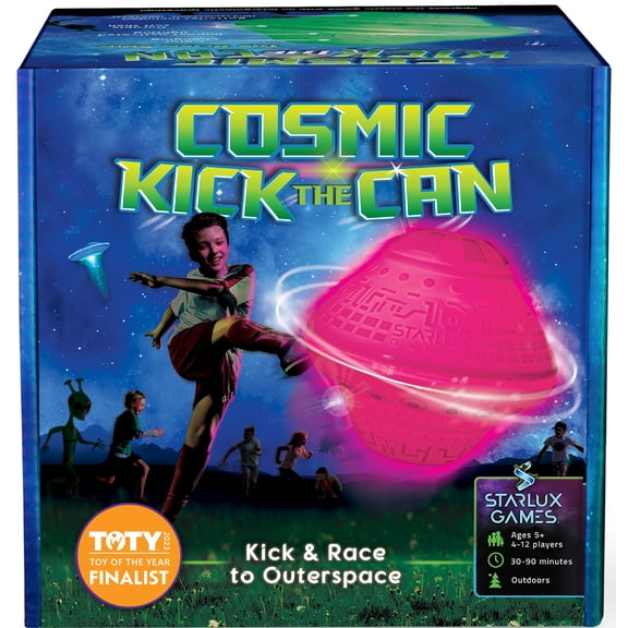 Starlux Games Cosmic Kick the Can: Glow in the Dark Outdoor Board Game and Spaceship Toy