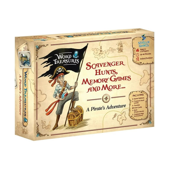 Starlux Games Word Treasures: Scavenger Educational Hunt Word Pirate Games for Kids Ages 4-8+