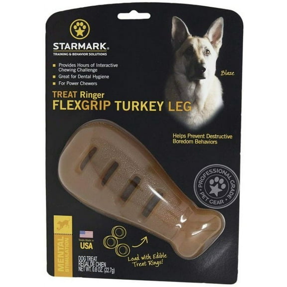 Starmark Flexgrip Ringer Turkey Leg - Interactive Mental Stimulation Chew Toy
