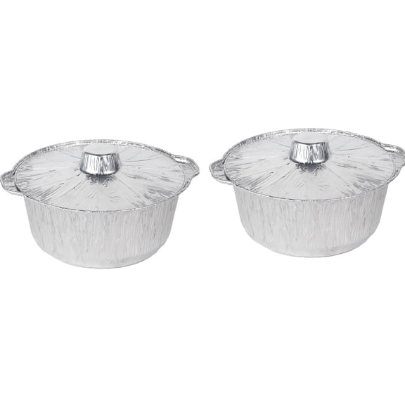Staron 10.2 Round Disposable Aluminum Foil Pans, 2PCS Aluminum Pans Disposable Containers for Baking, Storing, Serving, Cookware
