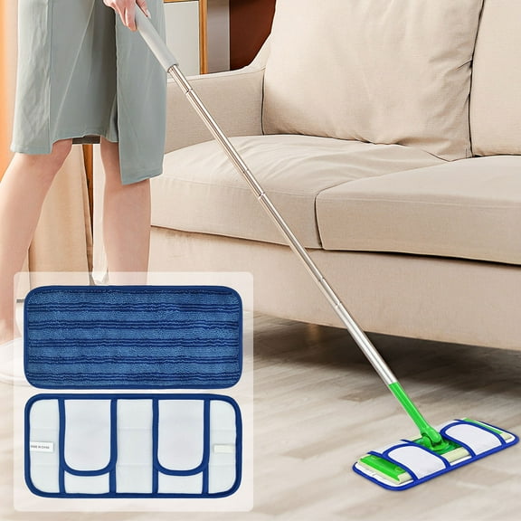 Staron 11x5" Reusable Microfiber Mop Pads Washable Hard Wood Floor Mop Pads Replacement Head, Blue