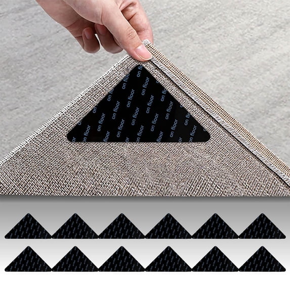 Staron 12PCS Non-Slip Rug Pads Grippers, Vacuum Tech Carpet Mat Keepers for Floor Corner, Peel Off Rug Stabilizer