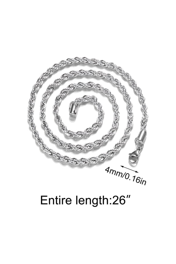 Staron 16-30Inch 925 Silver Rope Chain, 4mm Necklace for Women Men High Decoration, Fashion Jewelry Accessory