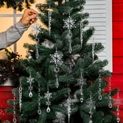 Staron 18PCS Christmas Tree Decorations Crystal Ornaments for Tree, Hanging Acrylic Snowflake Icicle Drop Crystal Christmas Tree Ornaments for Xmas Tree Winter New Year