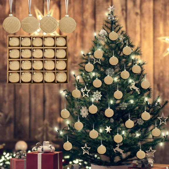 Staron 20PCS Velvet Christmas Balls 2.4 Inch, Flocked Tree Ornaments Brown Plastic Hanging Spheres, Xmas Decorative Set