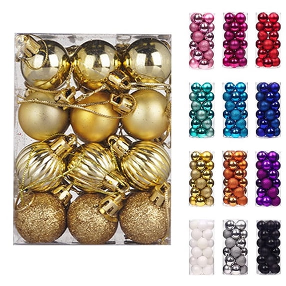 Staron 24Pcs Gold Christmas Ornaments, Christmas Ornaments for Tree Christmas Tree Decorations 30mm/1.18" Shatterproof Christmas Ball Ornaments Decorations for Xmas Tree Balls