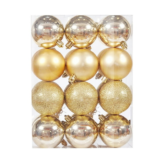 Staron 24Pcs Gold Christmas Ornaments, Mini Christmas Balls Ornaments 30mm/1.18" Small Christmas Balls Shatterproof Christmas Ornaments Hanging Ball for Xmas Tree Christmas Tree Decorations
