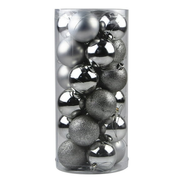 Staron 24Pcs Silver Christmas Ornaments, Christmas Tree Balls Ornaments for Xmas Christmas Tree 40mm/1.57" Large Shatterproof Christmas Ornaments Hanging Ball for Christmas Tree Decorations