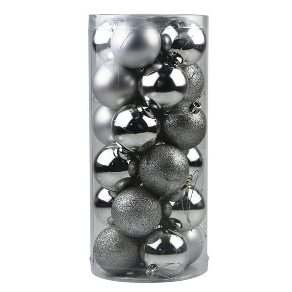 Staron 24Pcs Silver Christmas Ornaments, Christmas Tree Balls Ornaments for Xmas Christmas Tree 40mm/1.57" Large Shatterproof Christmas Ornaments Hanging Ball for Christmas Tree Decorations