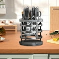 thumbnail image 1 of ZZkhGO 360° Rotation Knife Block, Stainless Steel Knife Organizer, Hollow Ventilation Cutlery Storage with Water Tray, 1 of 7