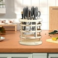 thumbnail image 1 of ZZkhGO 360° Rotation Knife Block, Stainless Steel Knife Organizer, Hollow Ventilation Cutlery Storage with Water Tray, 1 of 7