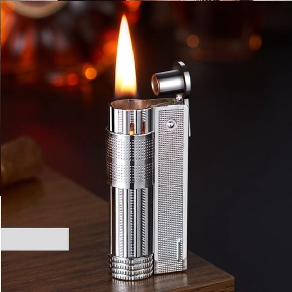 Staron under $5 Antique Metal Kerosene Lighter 64x28x11mm Vintage Grinding Wheel Open Flame, Windproof Personalized Lighter for Men Gift, Retro Refillable Pocket Lighter