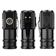 Staron under $5! LED Flashlight Portable, 2000 Lumens Super Bright Three-Eye Lamp with USB C Rechargeable, Long Range Flashlight for Outdoor Camping Hiking, Magnetic Tail Cap Hands Free Light
