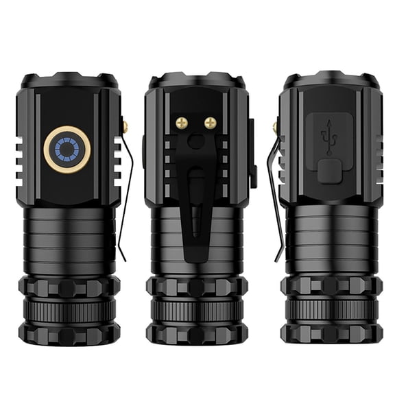 Staron under $5! LED Flashlight Portable, 2000 Lumens Super Bright Three-Eye Lamp with USB C Rechargeable, Long Range Flashlight for Outdoor Camping Hiking, Magnetic Tail Cap Hands Free Light