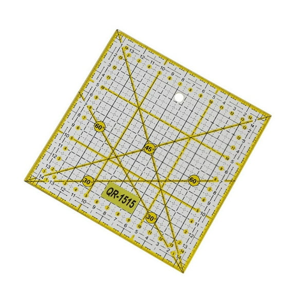 Staron under $5 Quilting Ruler 15x15cm Patchwork Measuring Tool, 30 - 90 Angle Guide for Fabric Cutting, DIY Sewing Craft Project Template, Rotary Cutter Mat Companion