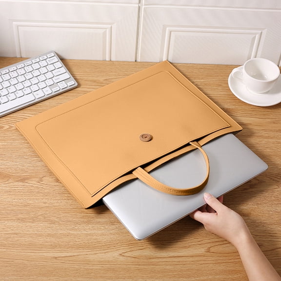 Staron A4 Document Bag, Waterproof Leather File Folder Case, Pouch Storage Holder With Removable Hand Strap, Office School Organizer for Papers Passports Tablets Chargers, Brown