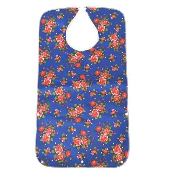 Staron Adult Bib with Snap Closure and Pocket, Washable Reusable Clothing Protector for Meals, Elderly Care Apparel