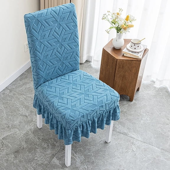 Staron Arrow Pattern Stretch Skirt Chair Cover, 360° Full Surround Elastic Dining Chair Cover, Thickened Knitted Polyester Slipcovers for Home Living Room Wedding Banquet, Blue