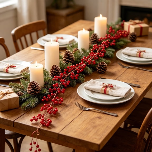 Staron Artificial Christmas Berry Rattan, 1-Meter Plastic Berry Branch with Clusters, Festive Decorative Wrapping Vine for Mantels Window Frames Holiday Displays, Red