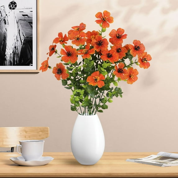 Staron Artificial Flowers Indoor (Orange), Plastic Realistic Artificial Fake Flowers for Centerpiece Table Decorations Home Kitchen Wedding Party Decor, Faux Flowers for Vase