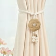 thumbnail image 1 of Staron Camellia Curtain Tiebacks, Adjustable Pearl Tassel Tie Backs for Sheer Blackout Curtains, Decorative Satin Flower Window Accessories for Living Room Bedroom Decor, Khaki, 1 of 6
