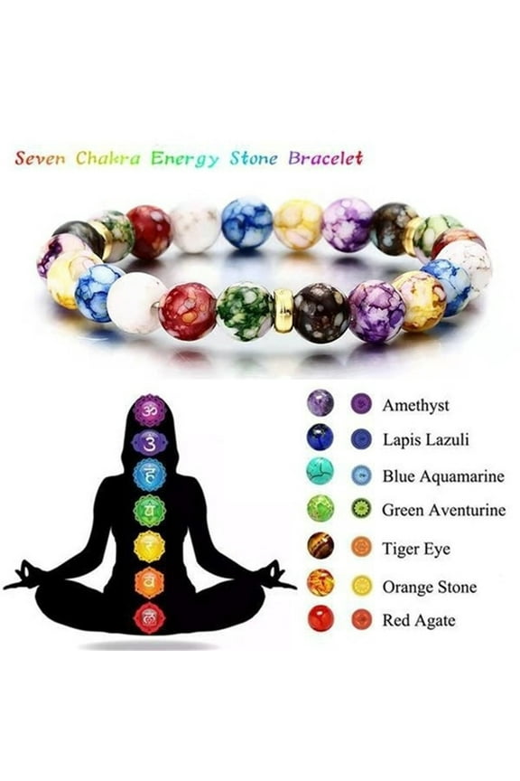 Chakra Bracelet, 7 Crystals and Healing Stones with Yoga Beaded, Spiritual Jewelry for Meditation Gift