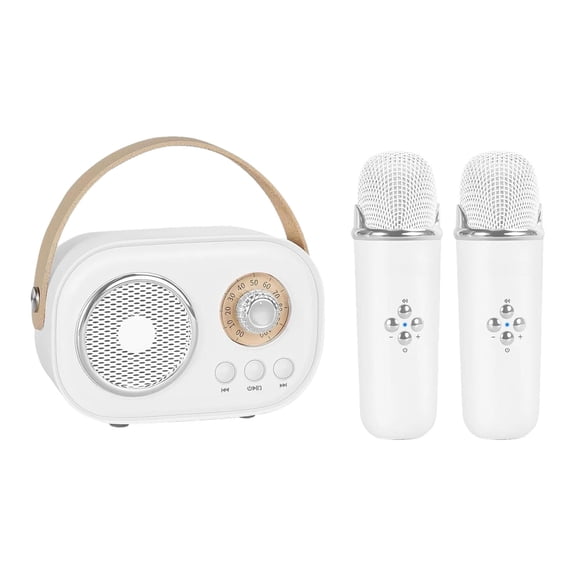 Staron Comfortable Kids Mini Karaoke Machine Clearance (White), Comfortable Kids Mini Karaoke Machine Set Portable Bluetooth Speaker With 2 Wireless Microphones For Birthday Gift