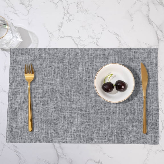 Staron Double Sided Leather Placemats, Heat Insulating Table Mats for Dining, Non-Adhesive Rollable Table Runner for Western Style Decor, Gray