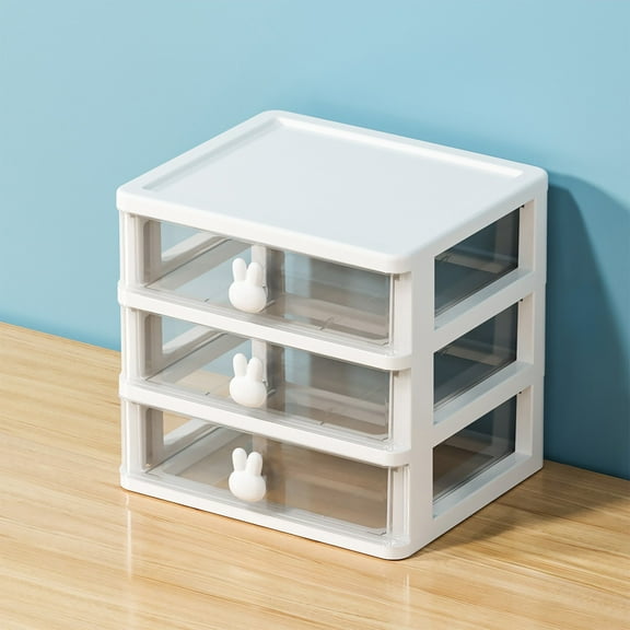 ZZkhGO Drawer Style Storage Box, Transparent Desktop Organizer with Multiple Compartments, Stackable Cosmetics Jewelry Stationery Storage Rack