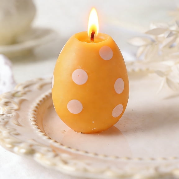 Staron Easter Egg Candle, Polka Dot Scented Soy Wax Candle Gift, Decorative Egg Shaped Candle for Table Centerpiece Party Favors Home Decor, Orange