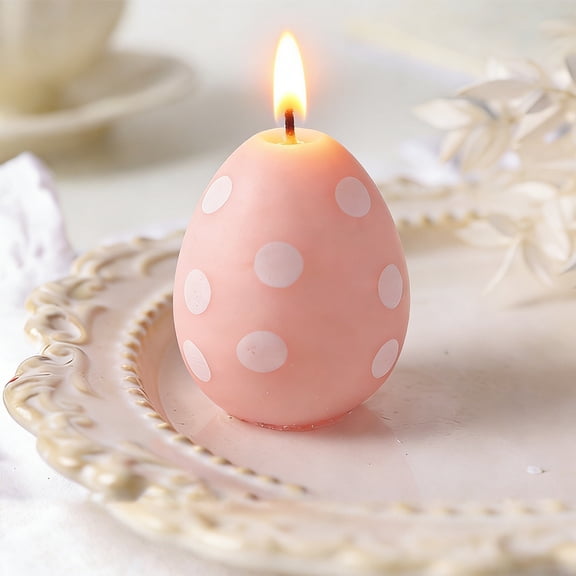 Staron Easter Egg Candle, Polka Dot Scented Soy Wax Candle Gift, Decorative Egg Shaped Candle for Table Centerpiece Party Favors Home Decor, Pink