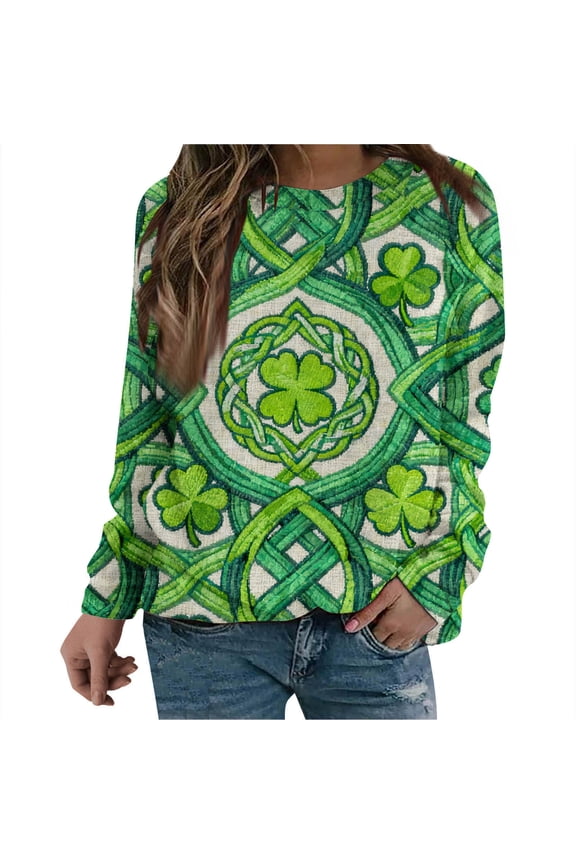 Fall Fashion Oversized Sweatshirt for Women Maple Leaf Print Long Sleeve Casual Loose Round Neck Pullover, Green XXL