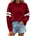 thumbnail image 1 of Staron Fall Winter Sweaters for Women Cozy Oversized Knit Pullover Round Neck Long Sleeve Loose Comfy Casual Basic Fashion Tops Red XL, 1 of 7