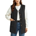 thumbnail image 1 of Staron Fall Winter Vests for Women Casual Sleeveless Solid Crew Neck Loose Comfy Basic Outerwear Warm Faux Fur Lightweight Fashion, Black S, 1 of 7
